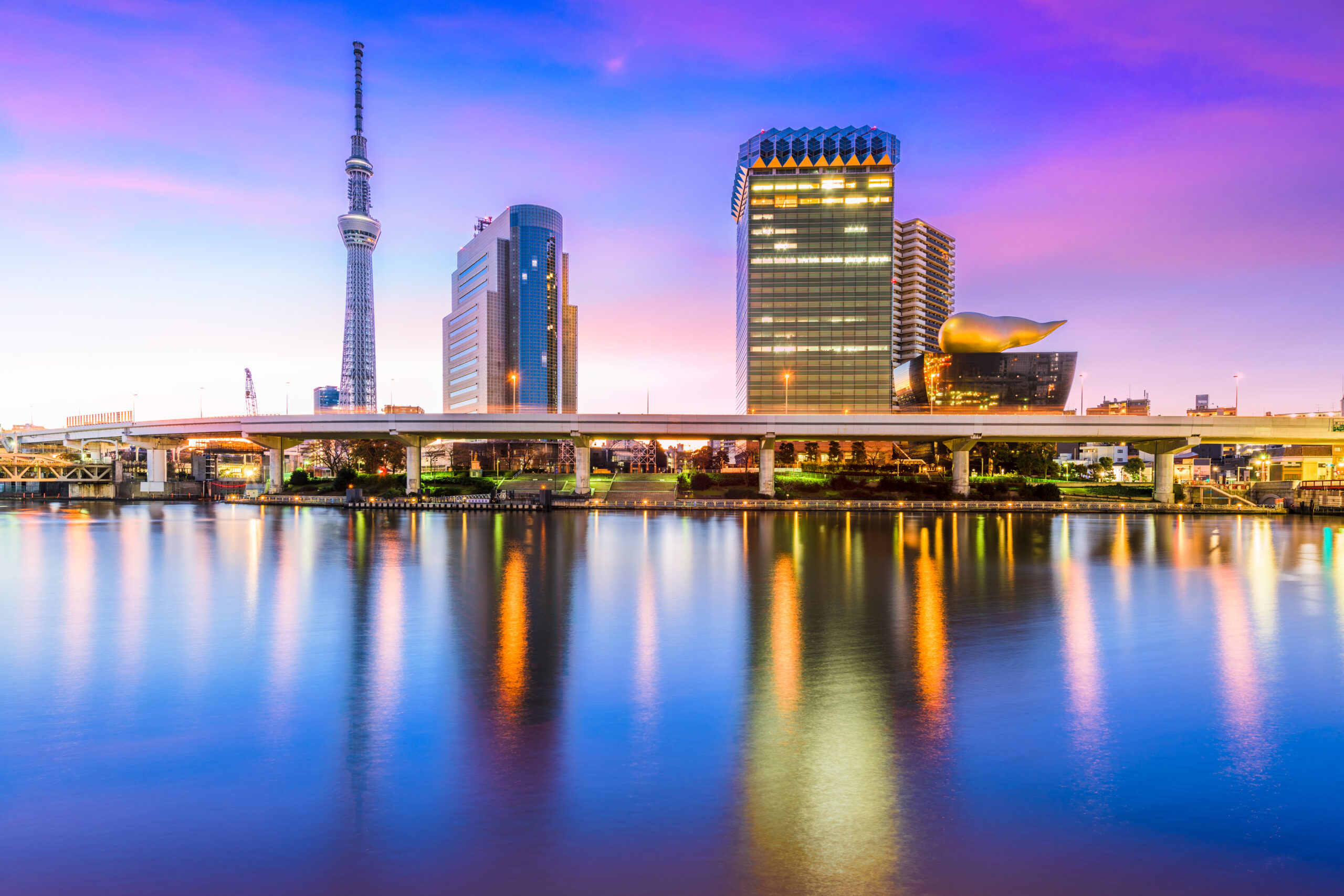 Tokyo, Japan skyline on Sumida River.